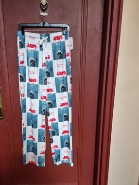 Men's Jaws Print Sleep Pants - You'll Never Go In The Water Again SZ Medium